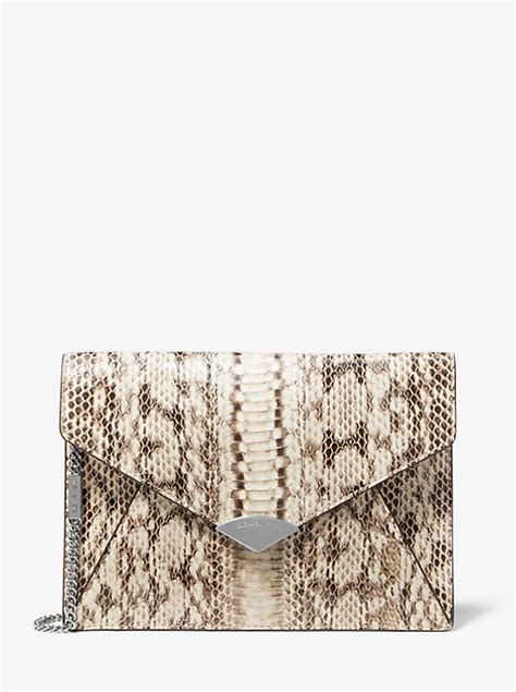 michael kors faux snakeskin clutch|Barbara Snakeskin Envelope Clutch .